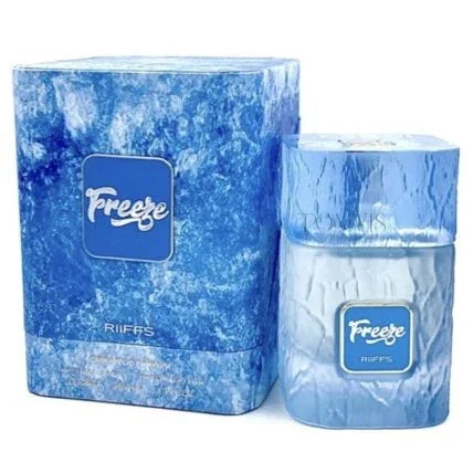 Eisblauer Freeze Parfümflakon und Verpackung mit marmoriertem Design, ideal für Herren